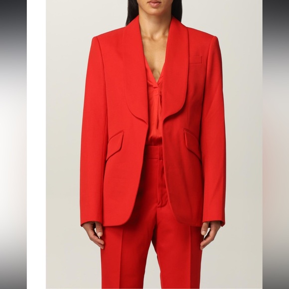 NWT $598 Zadig & Voltaire Date Gabardine Blazer Jacket Size 34 Red Wool Blend - Picture 3 of 16